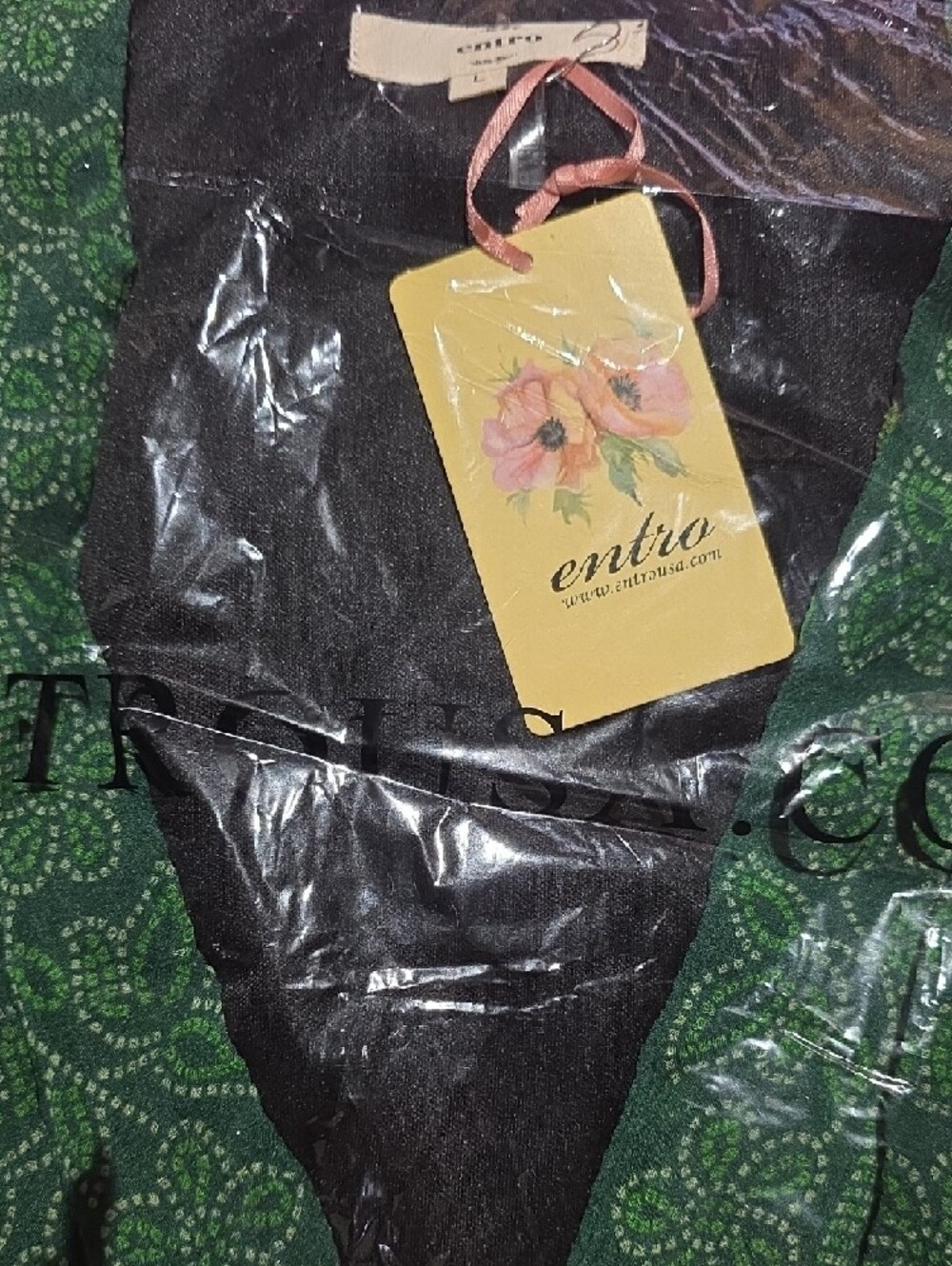 entro Dark Green Floral V-Neck Maxi Dress with Black Accents - Picture 5 of 5